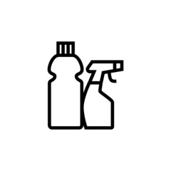 Cleaning products vector icon in outline, linear style isolated on white background