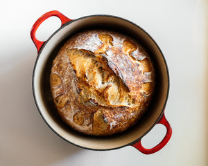 Fresh Sourdough Bread in Pot