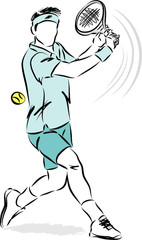 tennis player man swing vector illustration