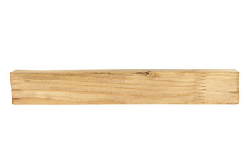 Wooden beam isolated on a white background. Acacia board.