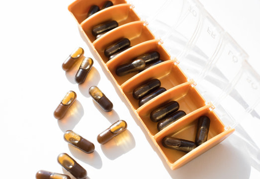 many cbd capsules in a pill organiser