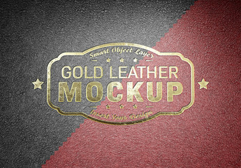 Embossed Gold Logo Mockup on Leather