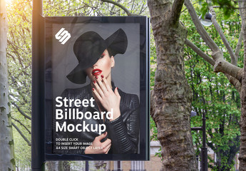 Billboard in a City with Natural Landscape Mockup