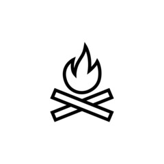 Bonfire night icon symbol in linear, outline style isolated on white background