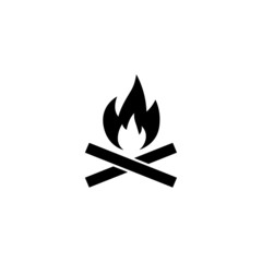 Bonfire night icon symbol in black flat shape design isolated on white background