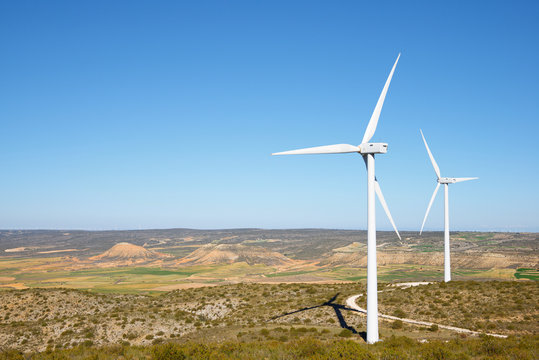 Windmills for electric power production in Spain.