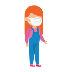 cute girl using face mask isolated icon vector illustration design