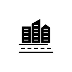 Fototapeta premium City street icon symbol in black flat shape design isolated on white background
