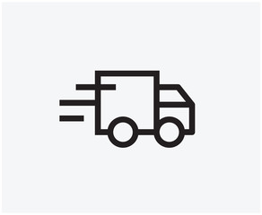 Fast shipping delivery truck. Set of Line icons. Vector illustration for apps and websites