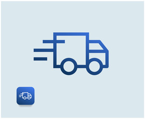Fast shipping delivery truck. Set of Line icons. Vector illustration for apps and websites