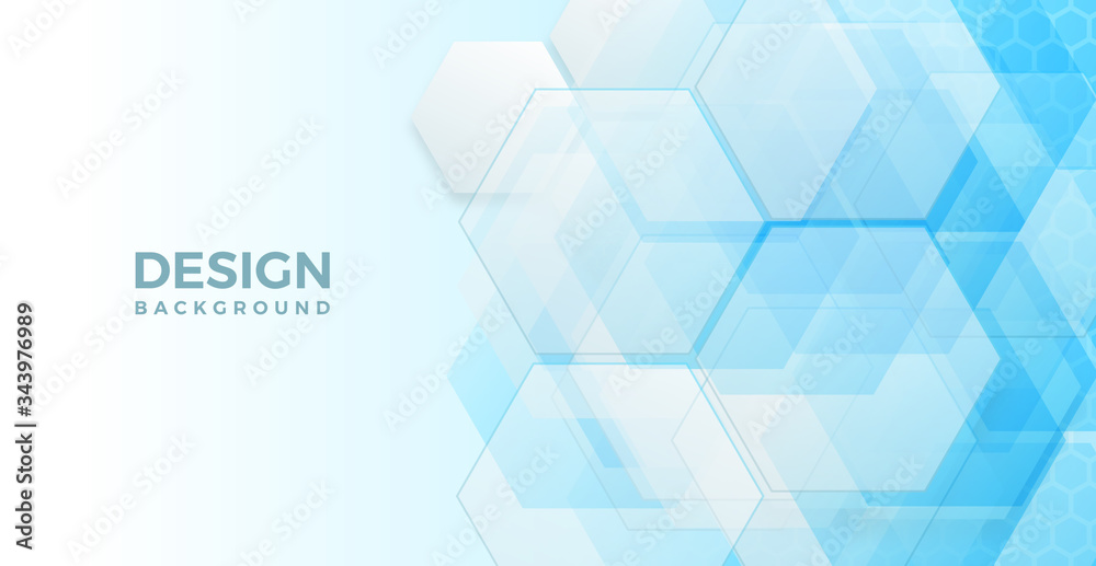 Wall mural abstract background template science and technology presentation, hexagonal shape with blue and soft