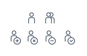 login, account settings, user, profile icons set on white. vector black people icon illustration