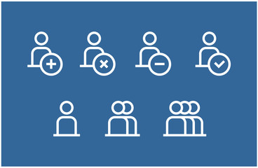 login, account settings, user, profile icons set on white. vector black people icon illustration