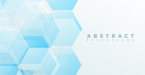 Fototapeta premium abstract background template science and technology presentation, hexagonal shape with blue and soft color. Vector illustration