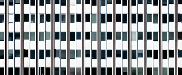 Facade of an office building with alternating windows