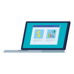 stock market variation by covid 19 with laptop and icons vector illustration design
