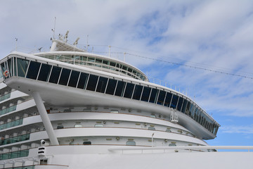 The navigation bridge on a large cruise liner.