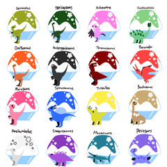 Colorful Dinosaurs and shaved ice Kakigoori