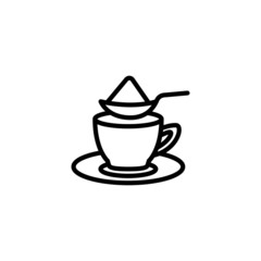 Sugar spoon icon in linear, outline style isolated on white background