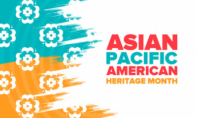 Asian Pacific American Heritage Month. Celebrated in May. It celebrates the culture, traditions and history of Asian Americans and Pacific Islanders in the United States. Poster, card, banner. Vector