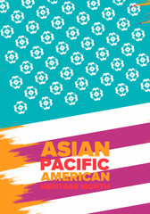 Fototapeta premium Asian Pacific American Heritage Month. Celebrated in May. It celebrates the culture, traditions and history of Asian Americans and Pacific Islanders in the United States. Poster, card, banner. Vector