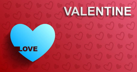 Valentines day card with heart, Paper tab in the form of heart, Valentines day background, Vector illustration