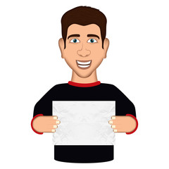 Man cartoon with an empty notice
