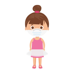 cute girl using face mask isolated icon vector illustration design