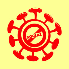 Social Distancing symbol with virus illustration