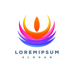 Colorful lotus logo design ready to use