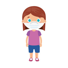 cute girl using face mask isolated icon vector illustration design