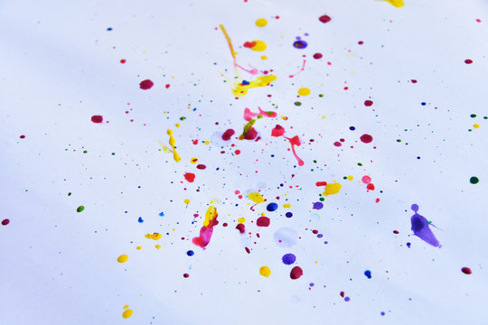 Close-up Of Paint Drops On White Background