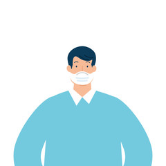 businessman using face mask isolated icon vector illustration design