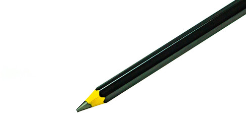Black pencil isolated on a pure white background.
