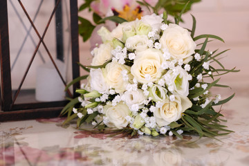 Exquisite wedding bouquet of roses