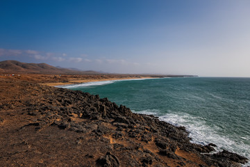 Fishing village of El Cotillo at Fuerteventura, Canary Island, Spain. October 2019