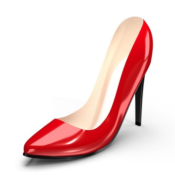 Red high heel shoe - 3D illustration