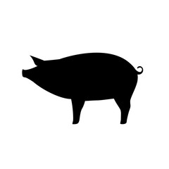 Farm Animal Pig Vector Icon. Piggy bank. Silhouette.