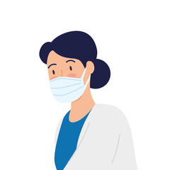 doctor female using face mask isolated icon vector illustration design