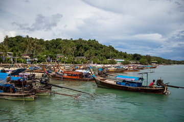 Fototapeta na wymiar Docks and entrance in Koh Phi Phi, Thailand, Asia