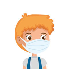 cute boy using face mask isolated icon vector illustration design