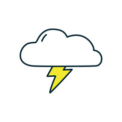 stormy cloud icon, line and fill style