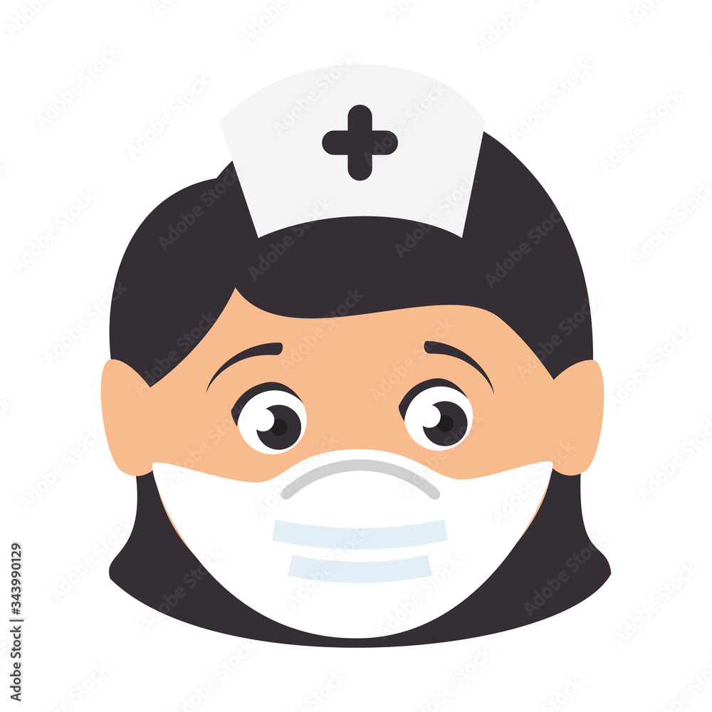 Canvas Prints face of nurse using face mask isolated icon vector illustration design