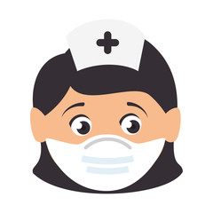 face of nurse using face mask isolated icon vector illustration design