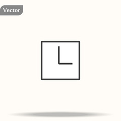 Vector illustration office square clock. Black and white wall clock isolated on white.