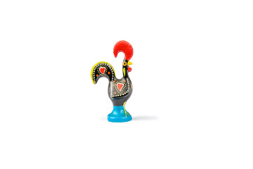 Barcelos Portuguese colorfully painted rooster - Center page view.
