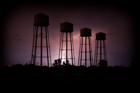 View Of Water Tower Against Sky During Sunset