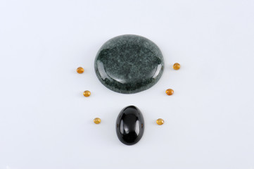 Precious stones on white background