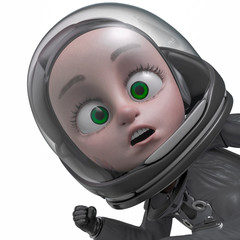 Fototapeta premium boy the astronaut explorer in white background silly portrait