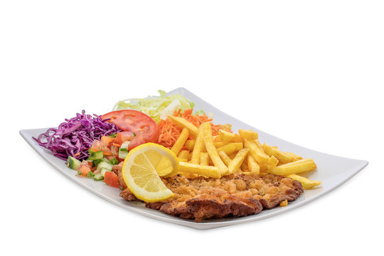 Schnitzel Pommes Teller